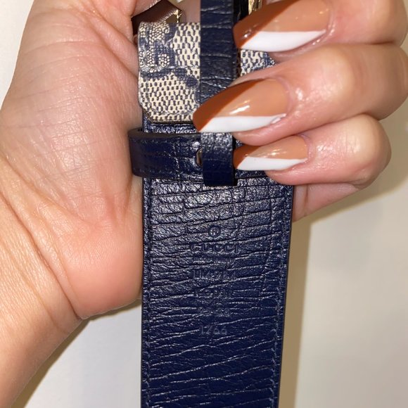 GUCCI GG Supreme Monogram Interlocking G Belt in Navy NEW IN DUST BAG - Picture 5 of 5